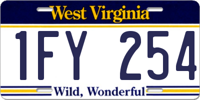 WV license plate 1FY254