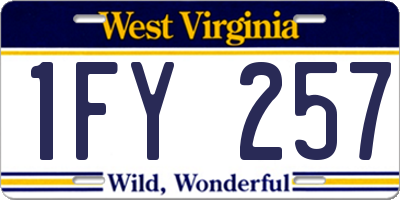 WV license plate 1FY257
