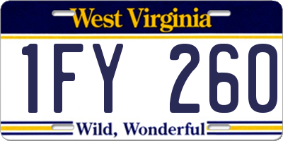 WV license plate 1FY260
