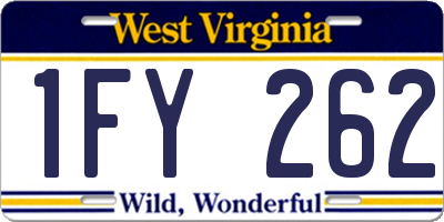 WV license plate 1FY262