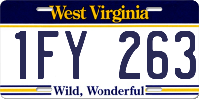 WV license plate 1FY263