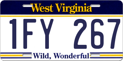 WV license plate 1FY267
