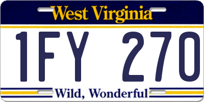 WV license plate 1FY270