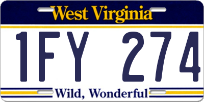 WV license plate 1FY274