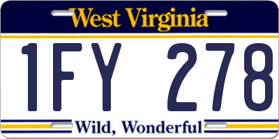 WV license plate 1FY278