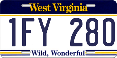 WV license plate 1FY280