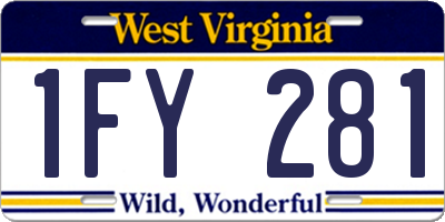 WV license plate 1FY281