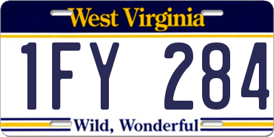 WV license plate 1FY284