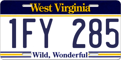 WV license plate 1FY285