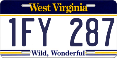 WV license plate 1FY287