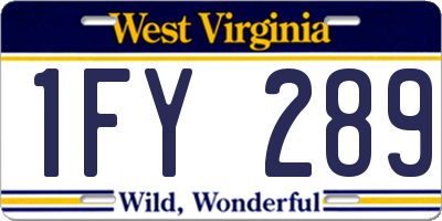 WV license plate 1FY289