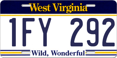 WV license plate 1FY292