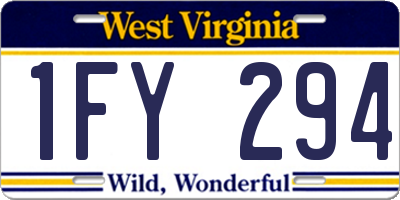 WV license plate 1FY294