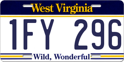 WV license plate 1FY296