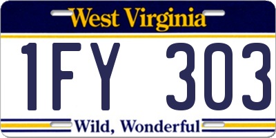 WV license plate 1FY303