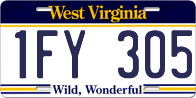 WV license plate 1FY305