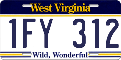 WV license plate 1FY312