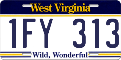 WV license plate 1FY313