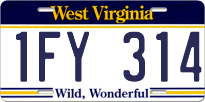 WV license plate 1FY314