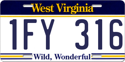 WV license plate 1FY316