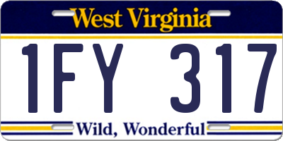 WV license plate 1FY317