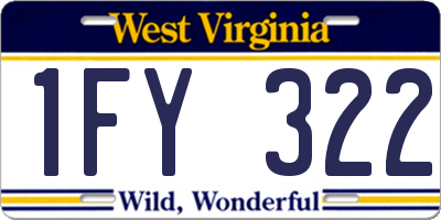 WV license plate 1FY322
