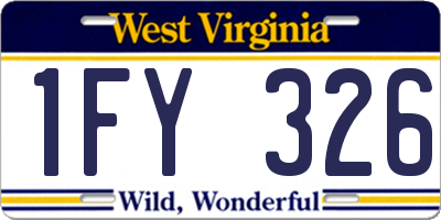 WV license plate 1FY326