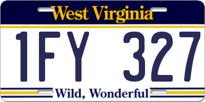 WV license plate 1FY327