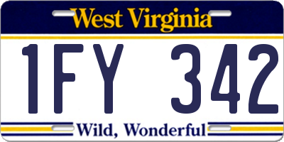 WV license plate 1FY342