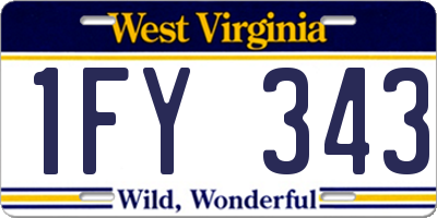WV license plate 1FY343