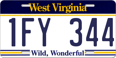 WV license plate 1FY344