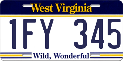 WV license plate 1FY345