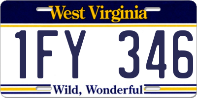WV license plate 1FY346