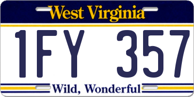 WV license plate 1FY357