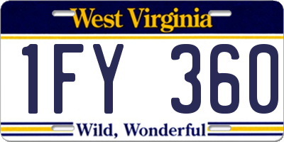 WV license plate 1FY360