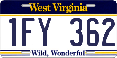 WV license plate 1FY362