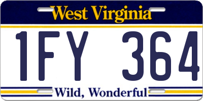 WV license plate 1FY364