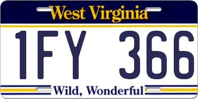 WV license plate 1FY366