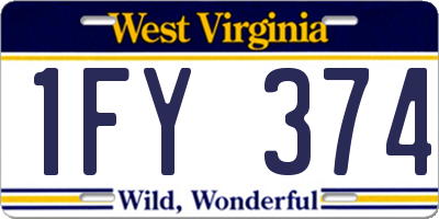 WV license plate 1FY374