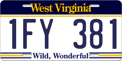 WV license plate 1FY381