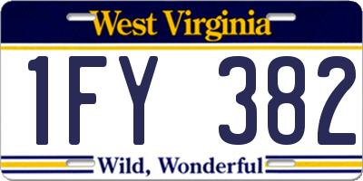 WV license plate 1FY382