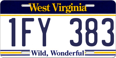 WV license plate 1FY383
