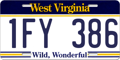 WV license plate 1FY386