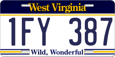 WV license plate 1FY387
