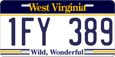 WV license plate 1FY389