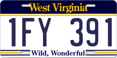 WV license plate 1FY391