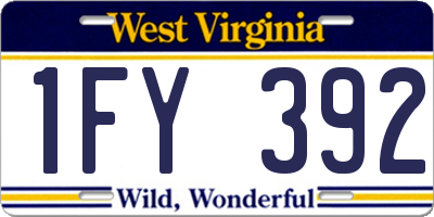 WV license plate 1FY392