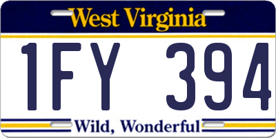 WV license plate 1FY394