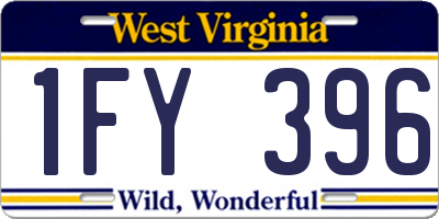 WV license plate 1FY396