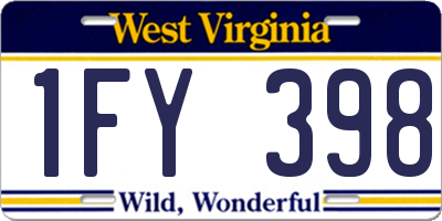 WV license plate 1FY398